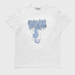 GANNI BASIC JERSEY SEAHORSE RELAXED TEE